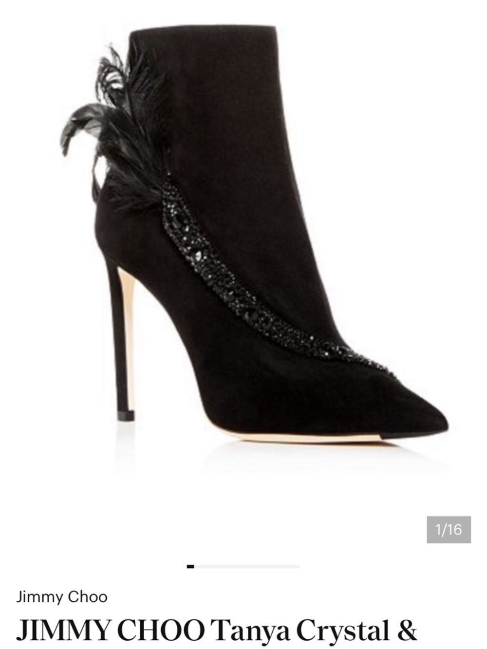 JIMMY CHOO Tanya Crystal & Feather Embellished Bootie